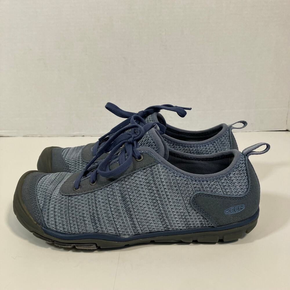KEEN Womens Sz 8 Light Blue Hush Knit CNX Shoes Lace-up Sneakers Breathable